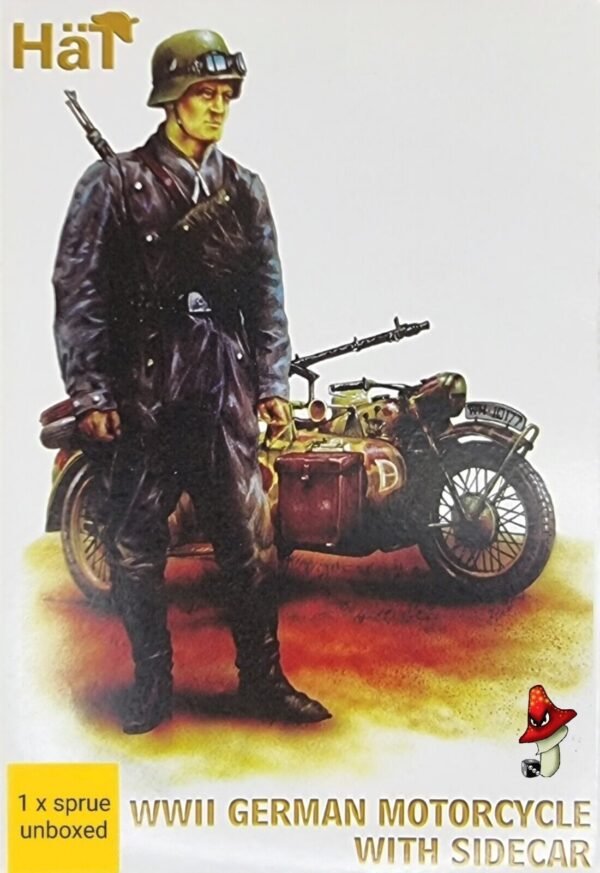 HaT 8126 WWII German Motorcycle & Sidecar 1/72 Model Soldiers 1 X Sprue Unboxed