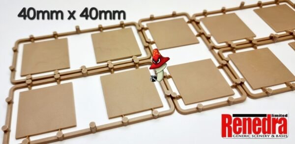 Renedra 40mm x 40mm 10 x Square Plastic Bases  Tan / Brown Wargames