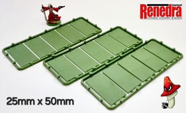 Renedra 25mm X 50mm 15 Plastic Cavalry Bases Green Table Top Wargames