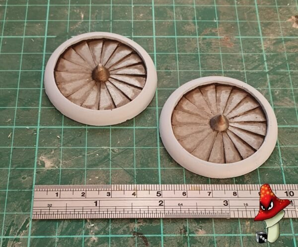 2 x Lift Fans 50mm diameter, wargames scenery urban terrain 28mm 40k killteam