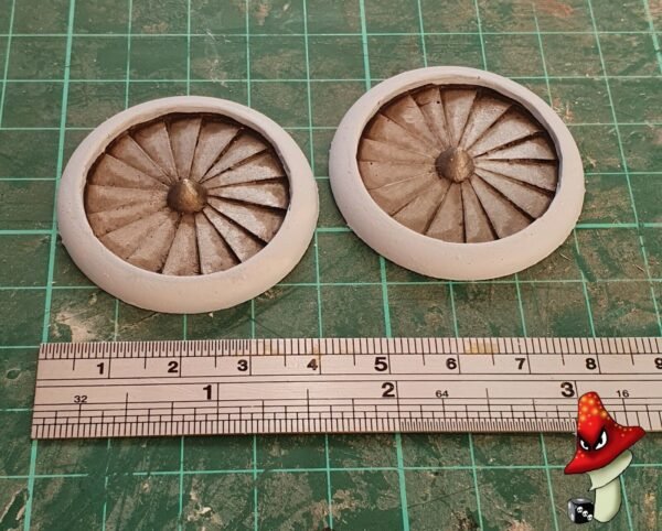 2 x Lift Fans 40mm diameter, wargames scenery urban terrain 28mm 40k Necromunda