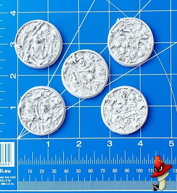 40mm x 5 Skulls & Bones Recessed Round Resin base, bone piles ,chaos undead 40k - Image 3