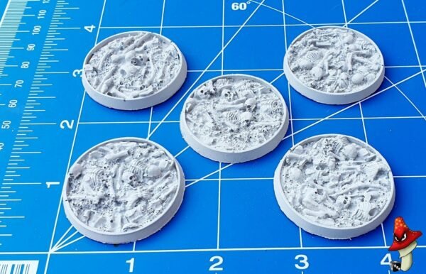 40mm x 5 Skulls & Bones Recessed Round Resin base, bone piles ,chaos undead 40k - Image 4