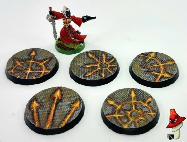 5 x 40mm Chaos Symbols metal flooring Round Resin Bases 40k Demons wargames