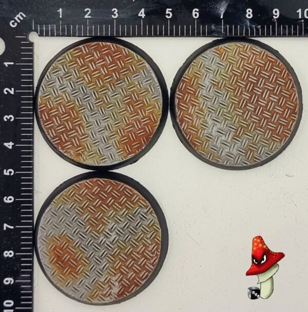 50mm X 3  Double Diamond Tread Plate Metal flooring Round Resin Bases 40k - Image 2