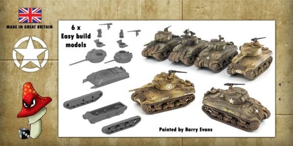 Victrix 6 x  M4A1 Shermans 12mm 1:144 scale WWII Tanks VG12018 Sprues & Tranfers - Image 2