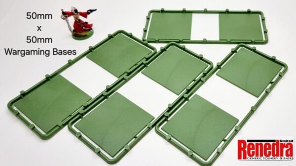 Renedra 8 X  50mm x 50mm Plastic Bases Green Table Top Wargames Wargaming