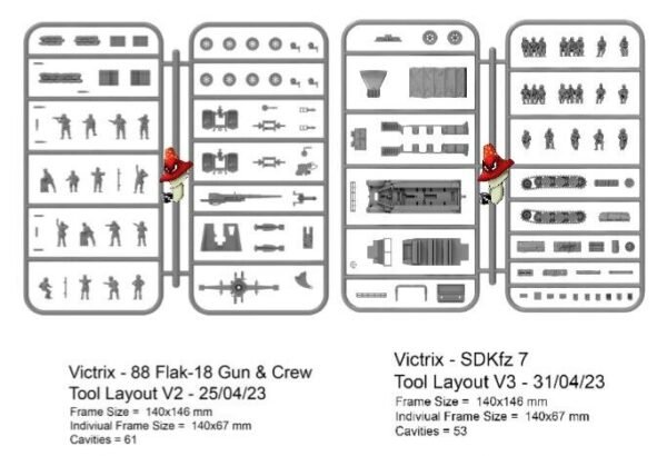 Victrix German 88mm Gun and Sd.Kfz.7 12mm 1:144 scale WWII 1 x sprue Set - Image 6