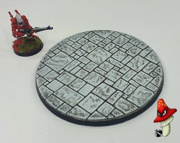 100mm Round Paved Dungeon / Temple Scenic Resin Base Warhammer 40K D&D fantasy