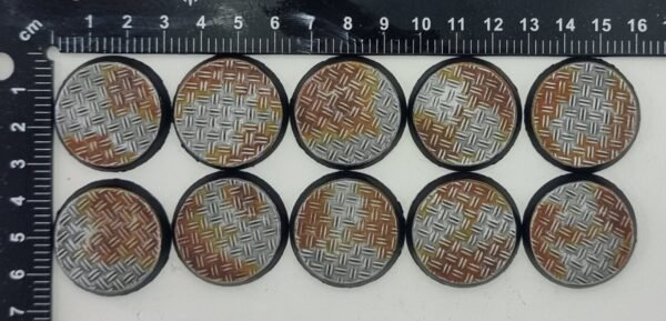 10 X 32mm Double Diamond Tread Plate Metal flooring Round Resin Bases 40k - Image 4