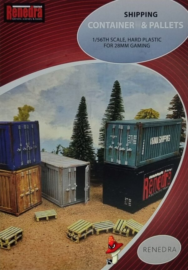 1 Shipping Container & Pallets 20FT Renedra wargames Scenery Terrain 28mm 1/56