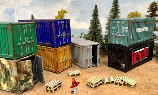 1 Shipping Container & Pallets 20FT Renedra wargames Scenery Terrain 28mm 1/56 - Image 14