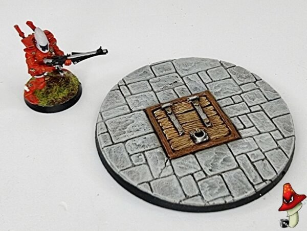 80mm Round Paved Dungeon Trap door/ Temple Scenic Resin Base Warhammer 40K D&D