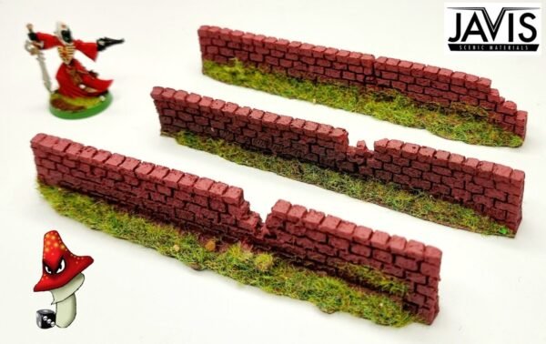 1 x 134mm Damaged Dark Red Brick Garden Walling Resin 1/72 00 Gauge Javis