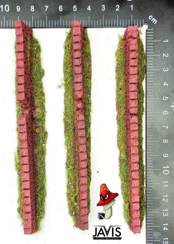 1 x 134mm Damaged Dark Red Brick Garden Walling Resin 1/72 00 Gauge Javis - Image 4