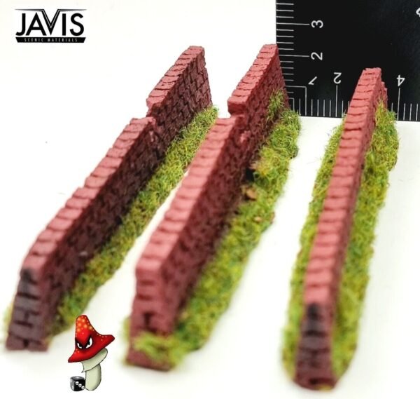 1 x 134mm Damaged Dark Red Brick Garden Walling Resin 1/72 00 Gauge Javis - Image 5