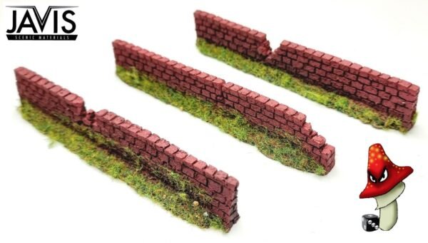 1 x 134mm Damaged Dark Red Brick Garden Walling Resin 1/72 00 Gauge Javis - Image 6