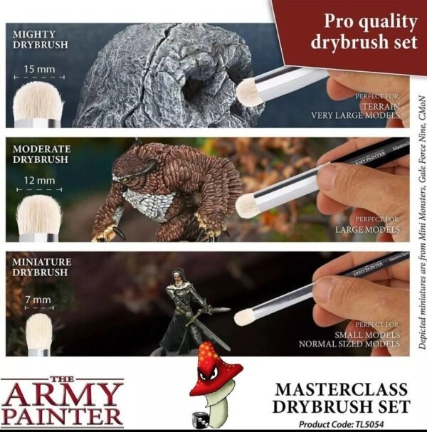 The Army Painter Masterclass Drybrush Set 3 X Brushes Ideal Hobbies Wargames Use - Image 3