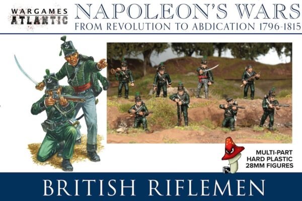 British Riflemen Wargame Atlantic Napoleonic Wars 28mm 1/56  1 x sprue unboxed