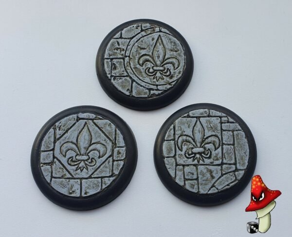 3 x 50mm Fleurdelis Flagstone DS Round Resin Bases, sisters battle, sororitas,