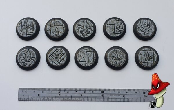 10 x 30mm Fleurdelis Flagstone DS Round Resin Bases, sisters battle, sororitas,