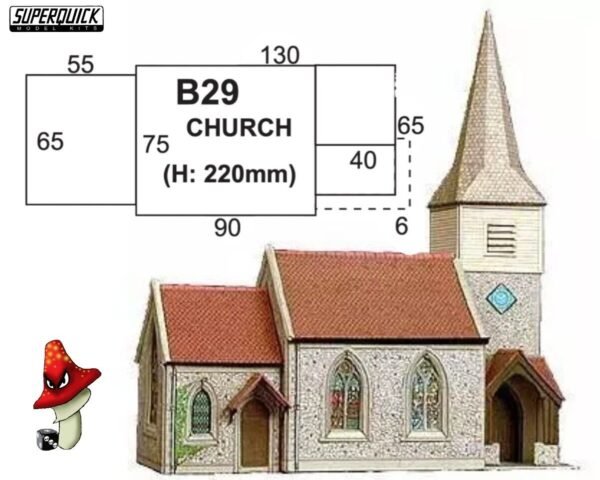 Superquick B29  Country Church OO Gauge 1/72  Scenery Terrain Card kit