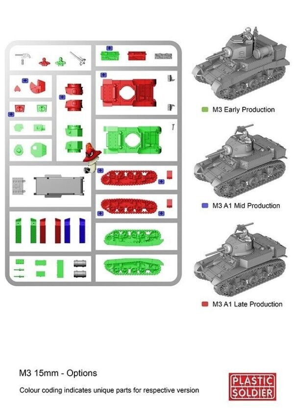 Plastic Soldier Company 15mm  Allied Stuart I Honey or M3 tank 1 x Plastic Sprue - Image 4