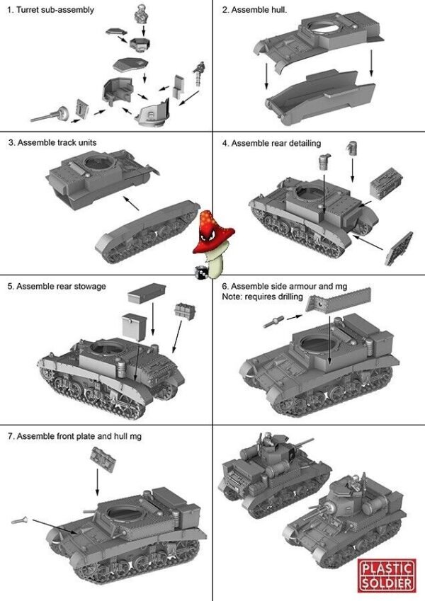 Plastic Soldier Company 15mm  Allied Stuart I Honey or M3 tank 1 x Plastic Sprue - Image 5