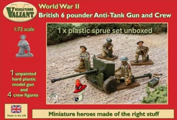 VALIANT MINIATURES WWII British 6 pounder Anti-Tank Gun and Crew 1/72 1 x Sprue