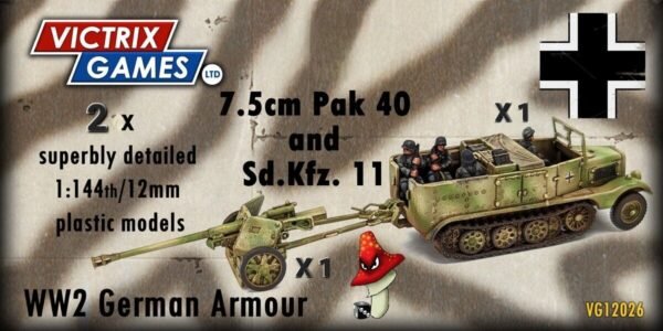 Victrix German Pak 40 + Sd.Kfz.11  12mm 1:144 scale WWII 1 x sprue Set Loose