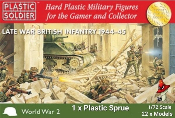 1/72 WW2 Late War British Infantry 1944-45 Plastic Soldier Company unboxed sprue