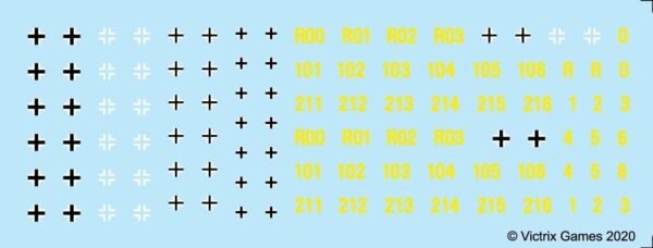 Victrix German crosses and yellow numbers 12mm 1:144 Transfers / Decals WWII