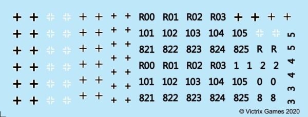 Victrix German crosses and Black numbers 12mm 1:144 Transfers / Decals WWII