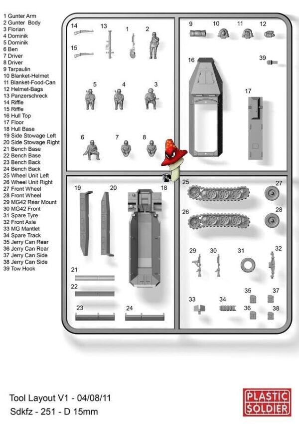 Plastic Soldier Company 15mm WW2 German SdKfz 251 Ausf D Halftrack 1 x Sprue - Image 4