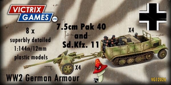 4 x Pak 40 + Sd.Kfz.11 12mm 1:144 scale WWII Tank VG12026 Sprues & Tranfers