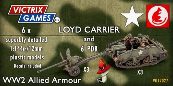 3 x Loyd Carrier & 6pdr + crews 1:144 scale WWII Tank Sprues & Tranfers VG12027