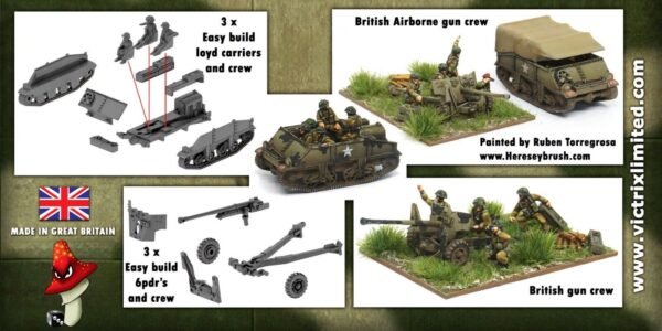 3 x Loyd Carrier & 6pdr + crews 1:144 scale WWII Tank Sprues & Tranfers VG12027 - Image 2