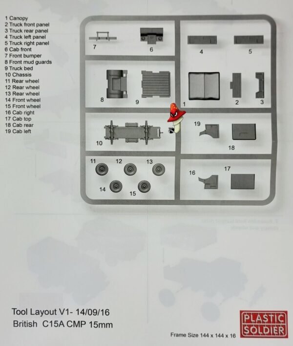 Plastic Soldier Company 15mm WW2 British CMP 15cwt Truck 1 x Sprue Unboxed - Image 5