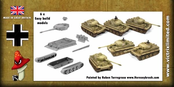 Victrix 6 x German Tiger I 1:144 scale WWII Tanks VG12008 Plastic Sprues - Image 2