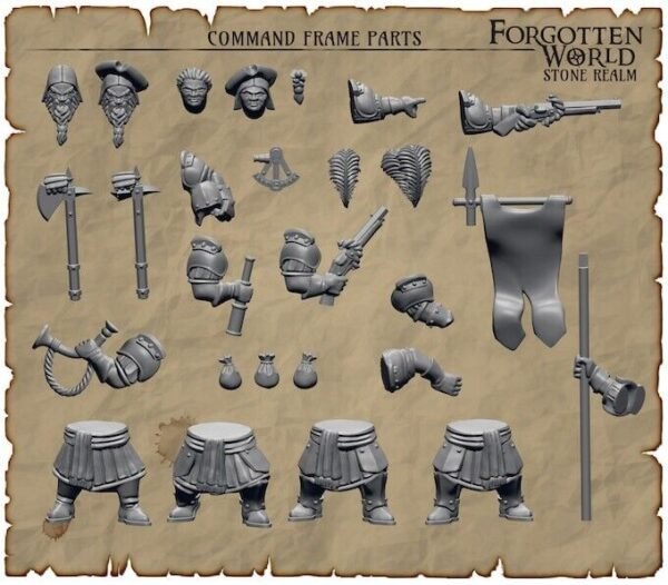 Stone Realm Dwarf Command 1 x Plastic Sprue Fireforge Games 28mm 1/56 unboxed - Image 2