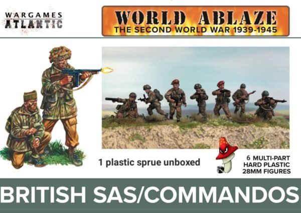 British SAS/Commandos Wargames Atlantic 1/56 28mm scale WWII 1 x sprue Unboxed