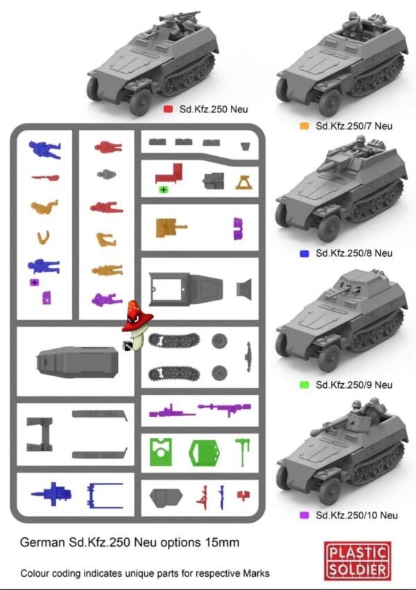 Plastic Soldier Company 15mm WWII German Sdkfz 250 "Neu" Halftrack  1 x Sprue - Image 4